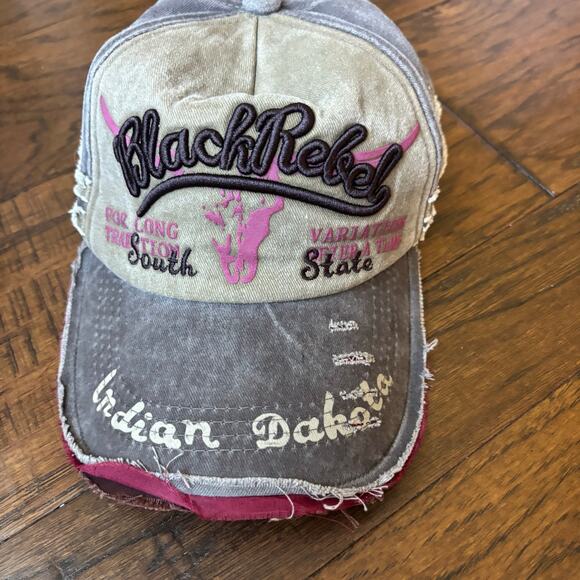 Black Rebel Embroidered Distressed Baseball Unisex Cap - Picture 7 of 7